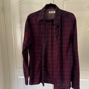 Ben Sherman Purple Plaid Long-Sleeve Button Down Shirt
